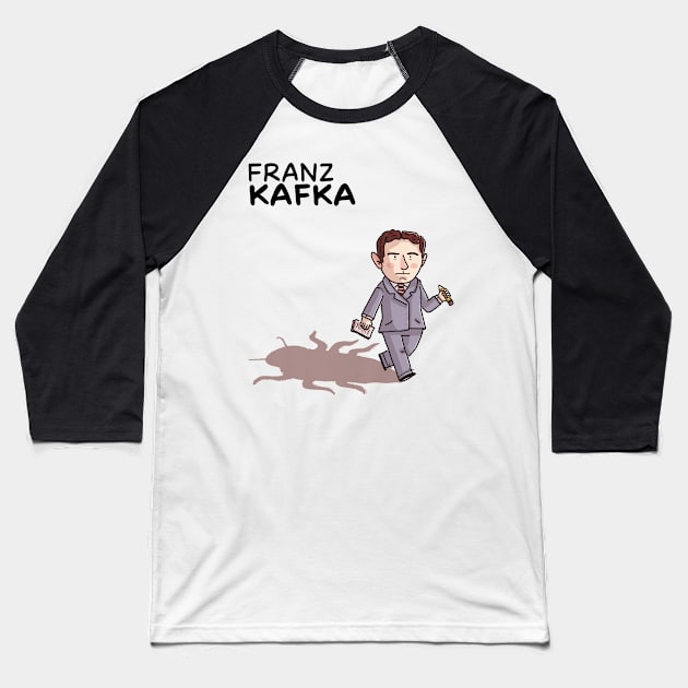 Franz Kafka Baseball T-Shirt by Cartoon